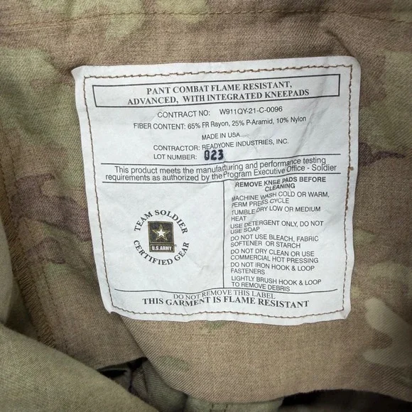 ReadyOne Combat Pants Mens Large Regular Multicam OCP Flame Resistant Tactical